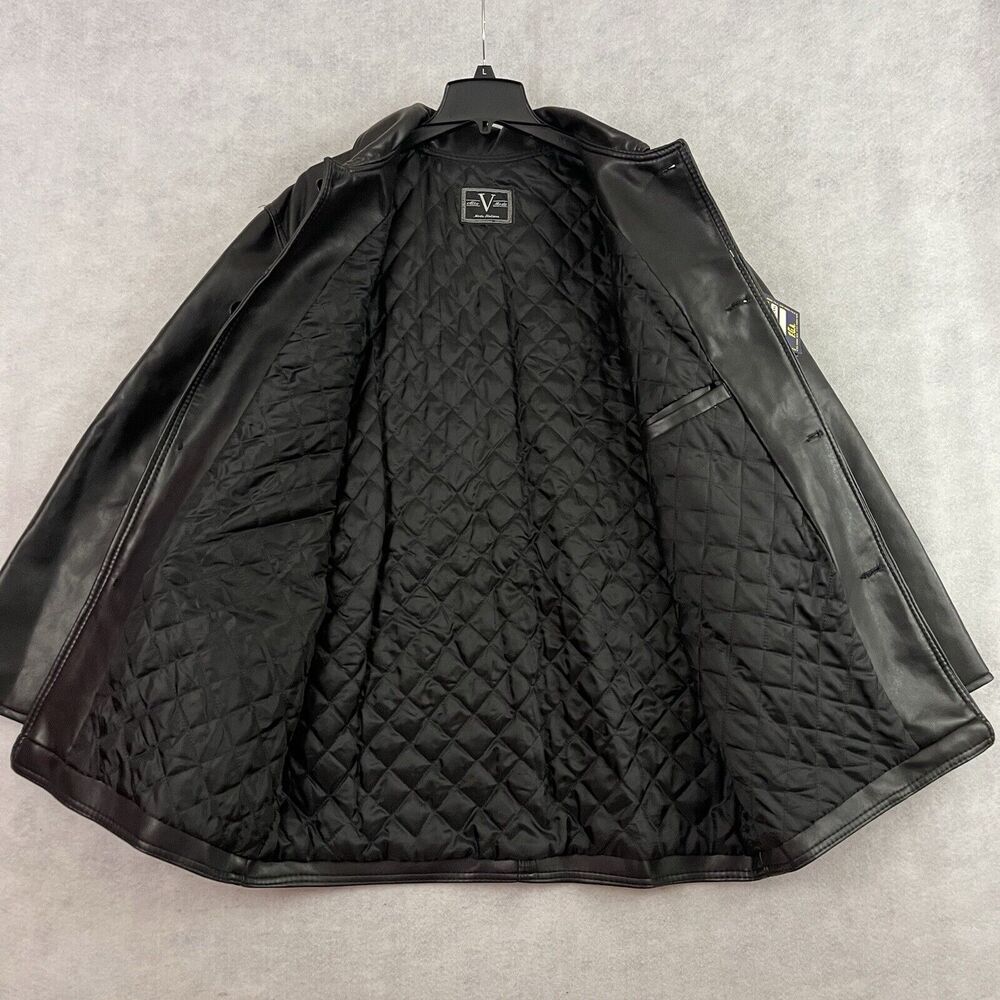 Alta V Moda Italian Leather Coat Mens Size 44 Black Quilted Lined Italy NWT - Picture 7 of 13